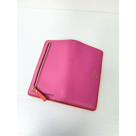 Kate Spade Cobble Hill Stacy Wallet Tulip Pink Snap Wallet Orange Colorblock - Picture 4 of 12